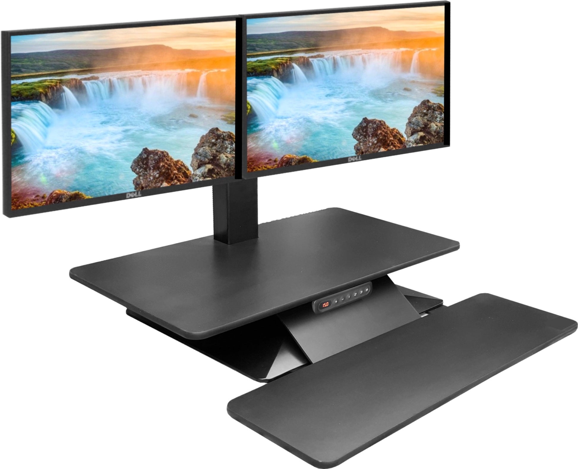 Standesk Memory Electric Sit Stand Desk Black Dual Monitors