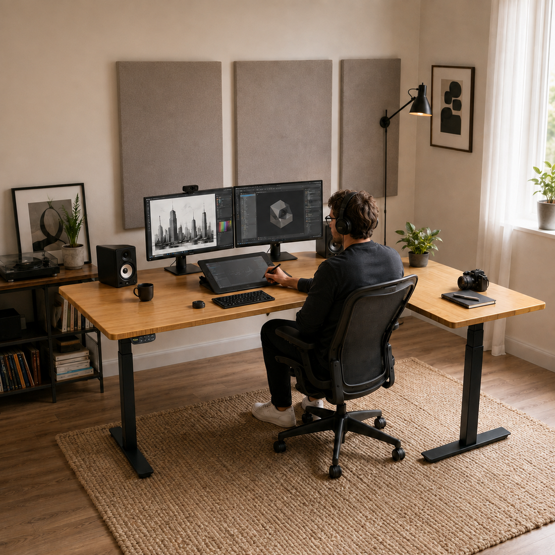 PRO+ Corner Bamboo Standing Desk
