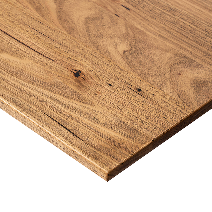 Corner of Dark Recycled Messmate Standing Desk