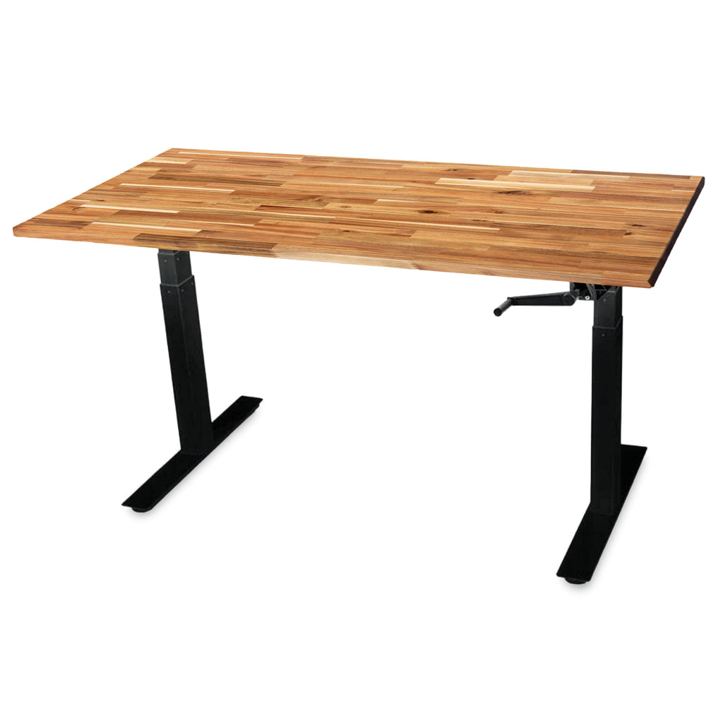 Manual Crank Acacia Standing Desk