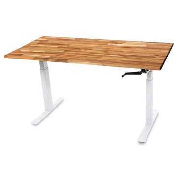 Manual Crank Acacia Standing Desk