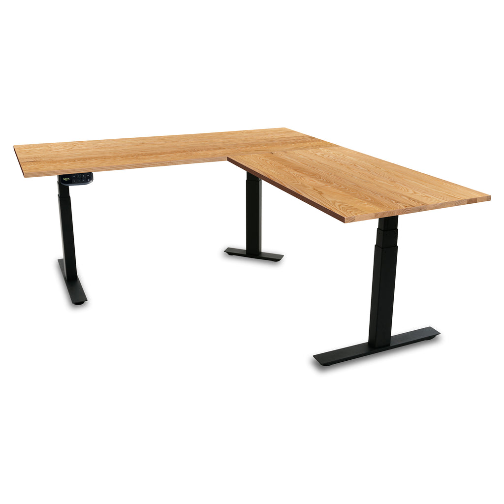 PRO+ Corner Natural White Oak Standing Desk