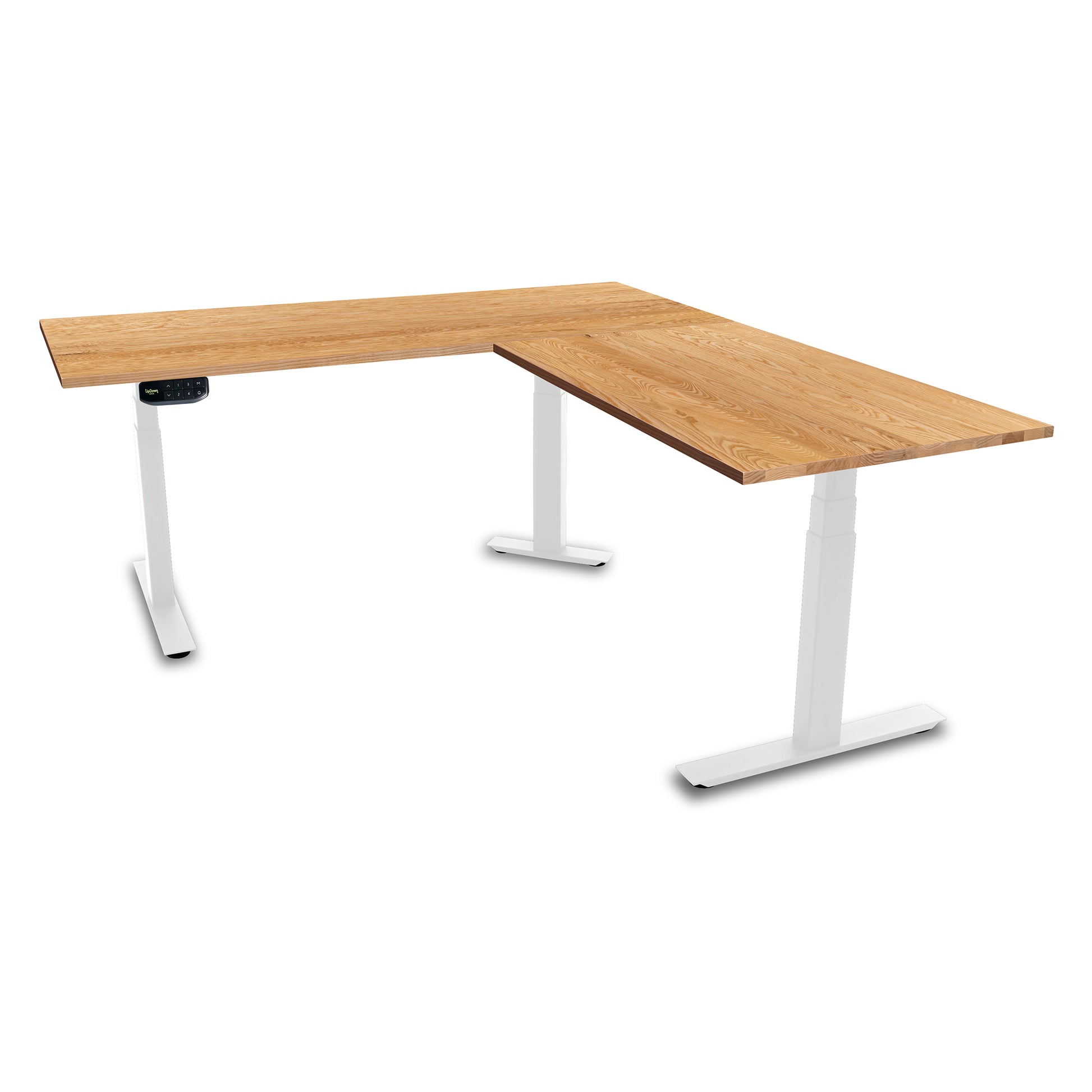 PRO+ Series Corner Natural White Oak Standing Desk