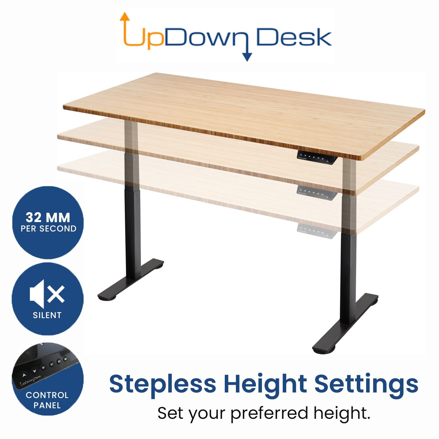 UpDown Desk PRO Series Electric Standing Desk with Jarrah Desktop - Features & Benefits 4